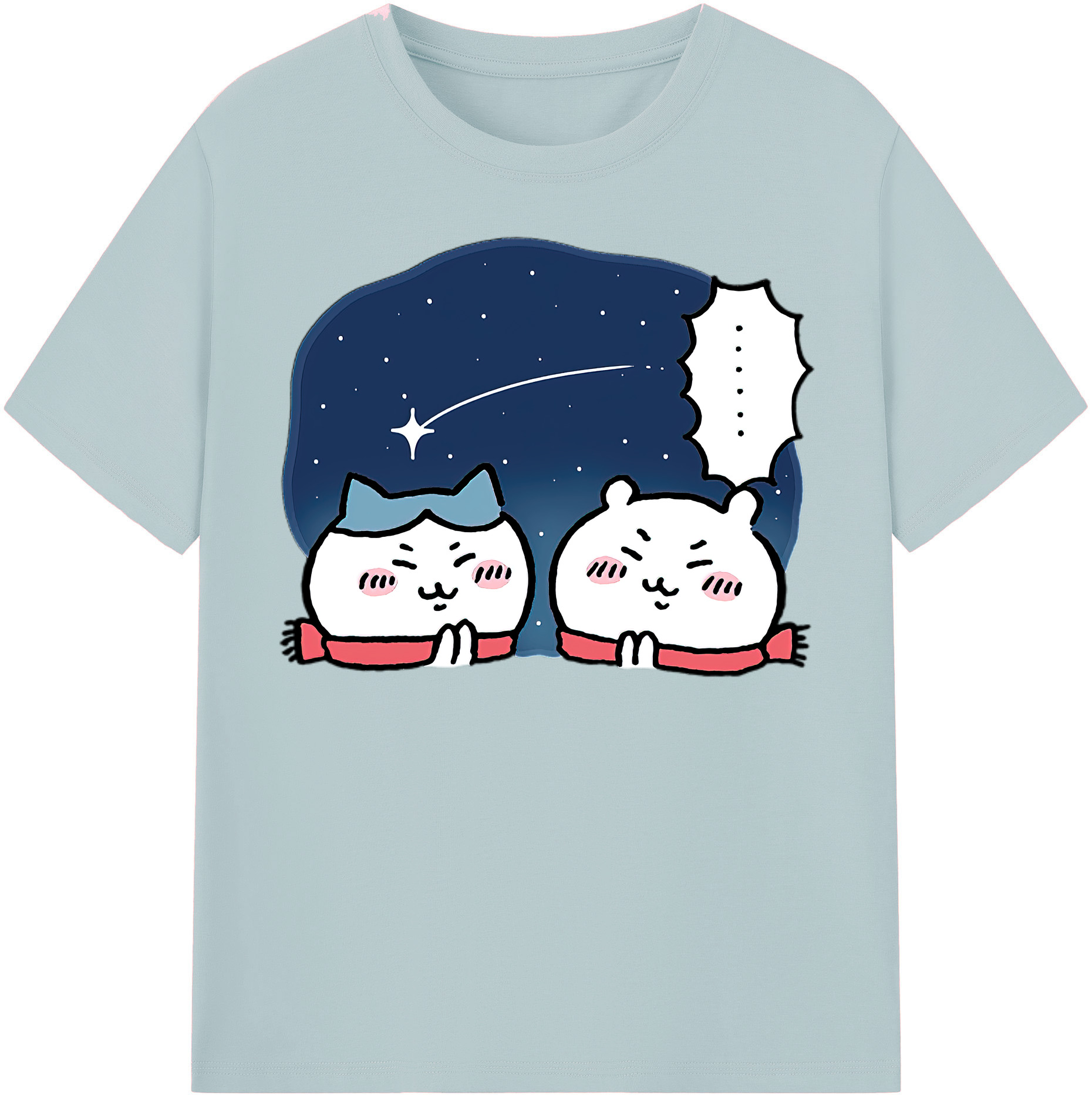 （画像用） ちいかわ ハチワレ Chii-kawa hachiware 綿100％半袖Tシャツ（フロントプリント）
